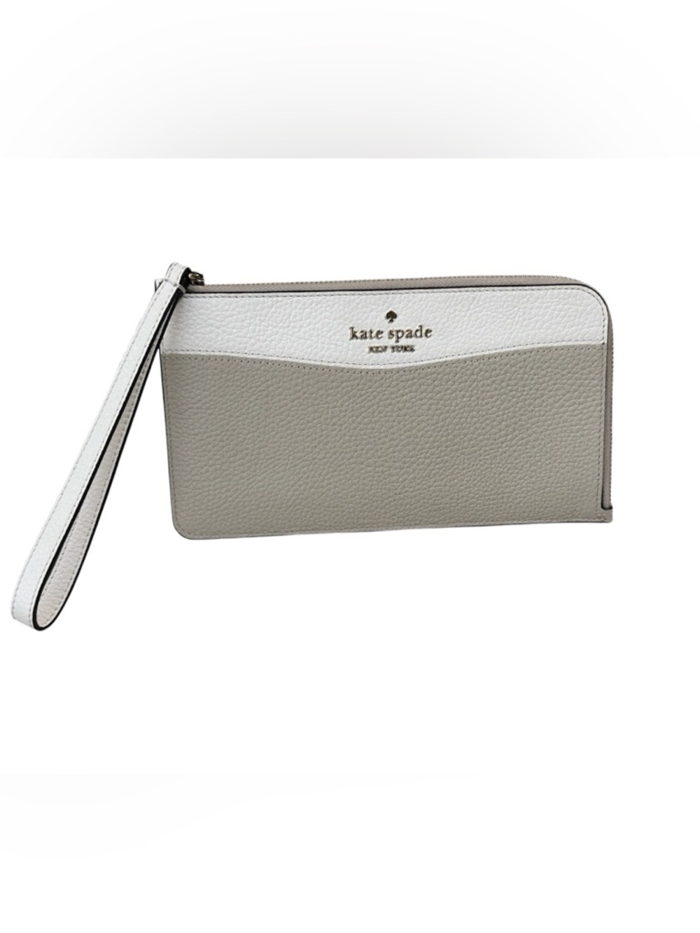 Kate Spade Lucy Medium L-Zip Wristlet Pebble Leather Light Sand NEW